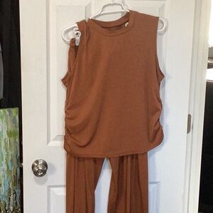 Sleeveless Brown Jumpsuit
